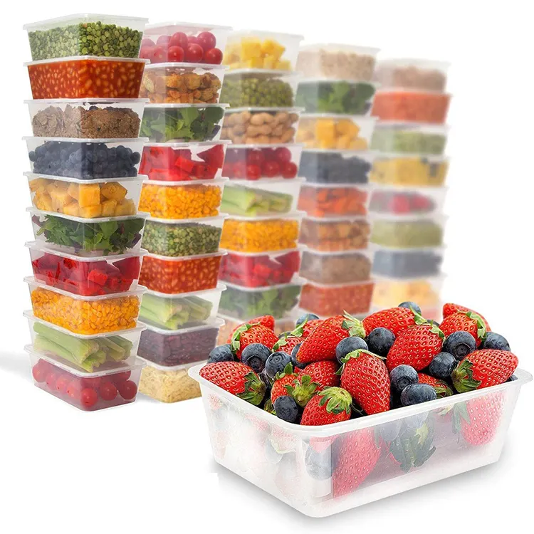 28 أونصة من البلاستيك الأبيض القابل للتحلل الحيوي لتخزين الطعام حاويات وأغطية قابلة لإعادة التدوير من درجة تقديم الطعام