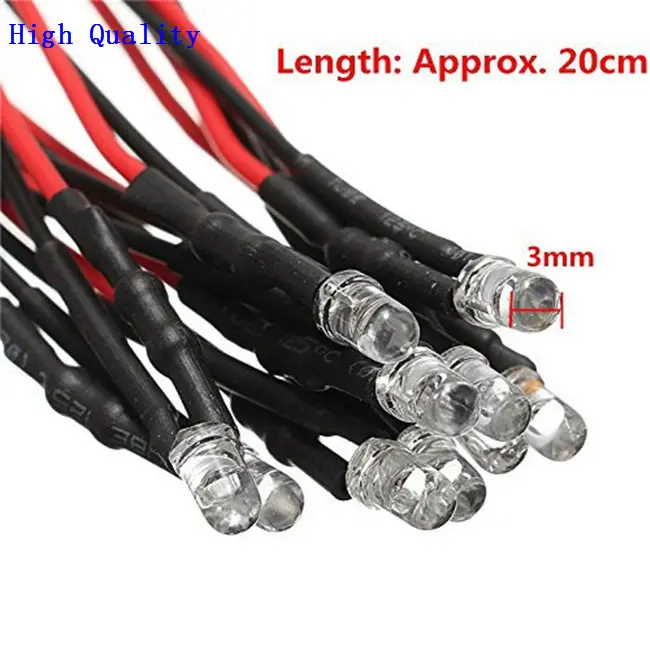 3mm 5mm 10mm 8mm 24V DC 12V 12V 12V 12V 3mm azul intermitente diodo LED 20cm de Cable de luz emisor