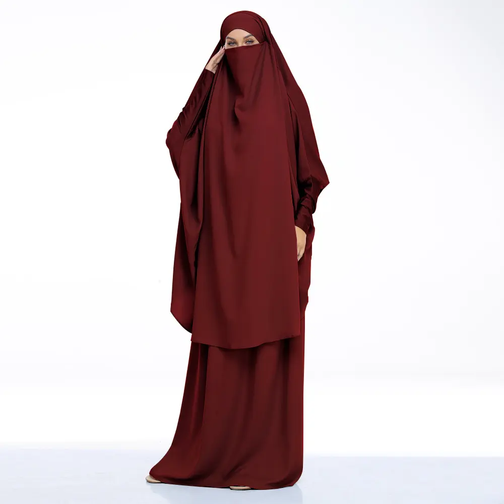 2022 새로운 도착 도매 오버 헤드 Jilbab Khimar Abaya 이슬람기도 옷 두 조각 Jilbab 제품