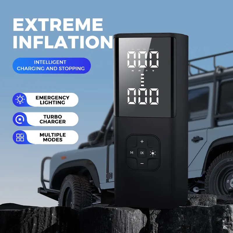 New Portable Inflatable Electric air pump Compressor rechargeable 12V battery With LED Light power bank for mobile