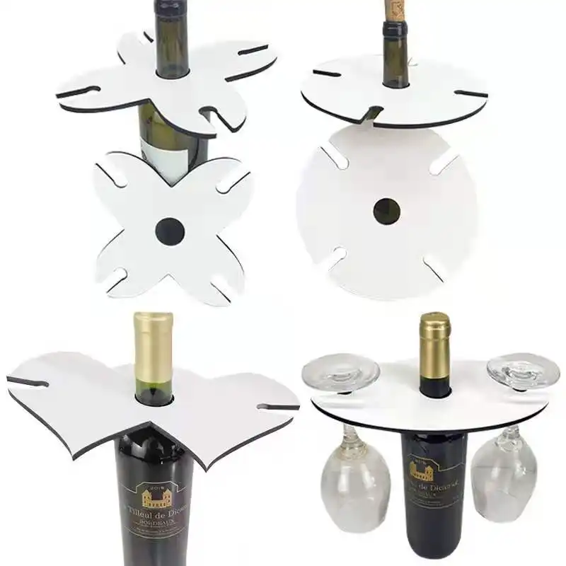 Sublimación creativa botella de vino soporte de vidrio MDF estante de madera para vino para Bar hogar Hotel viaje restaurante