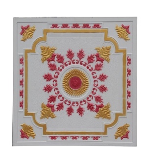 方形石膏天花板设计，3D彩色花卉设计 - Product Image 1