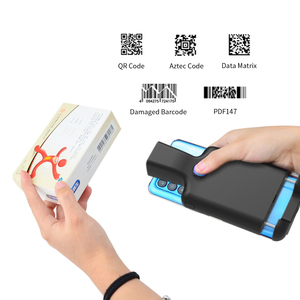 Lector de escáner de código de barras de código móvil QR inalámbrico de respaldo de mano para teléfonos IOS y Android
