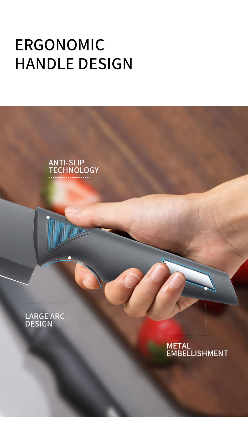 Stainless steel black kitchen knife set with gift box packaging