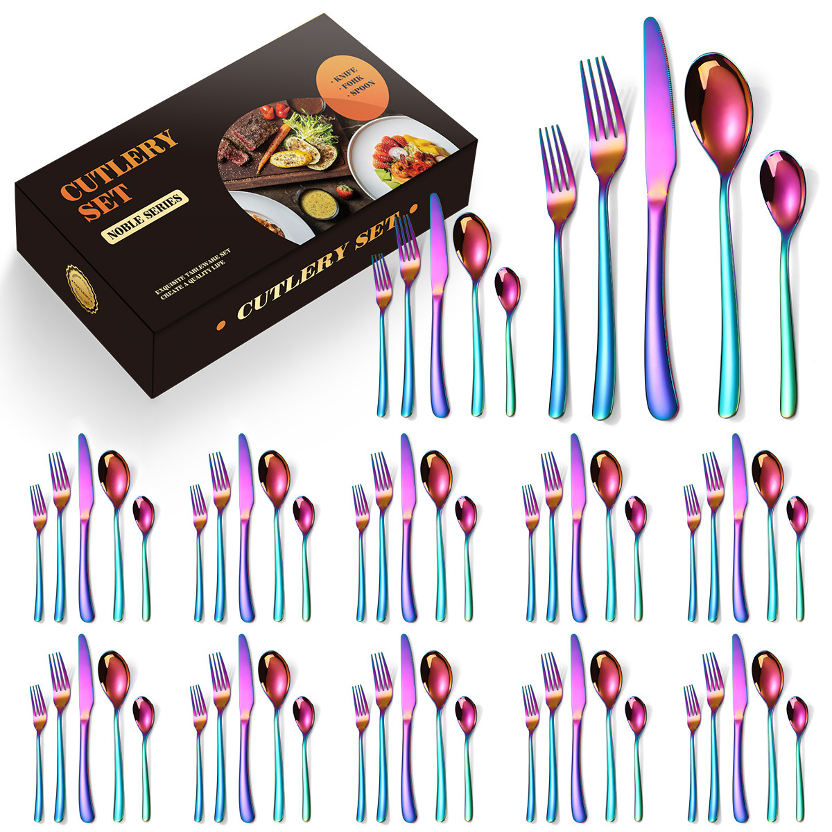 Ensemble coloré de 60 pièces pour 12 personnes