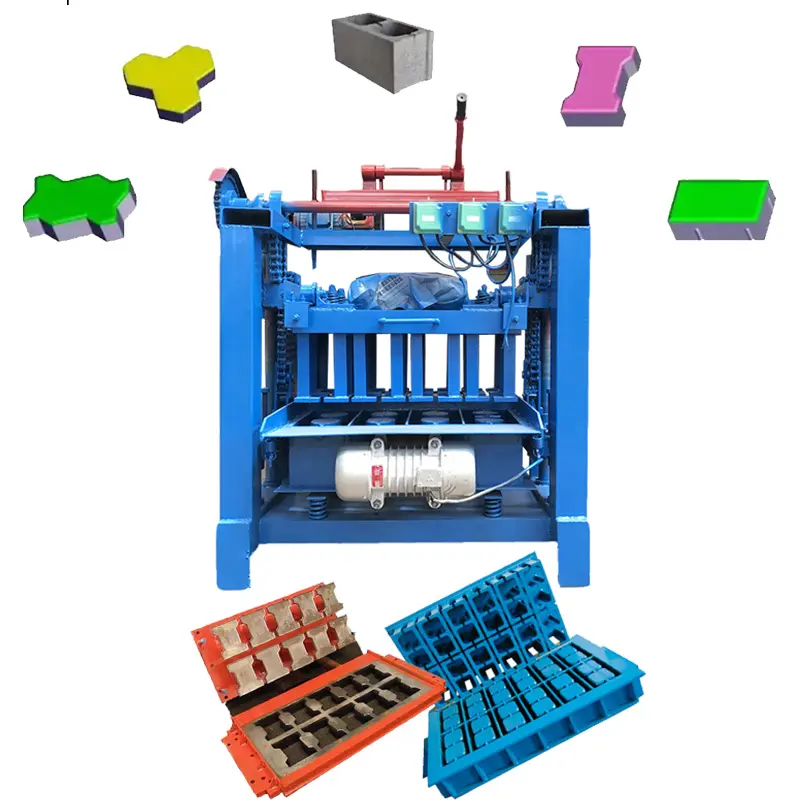 Machine semi-automatique de fabrication de briques en ciment de sol à emboîtement machine de fabrication de blocs creux en béton 4-35 prix le plus bas