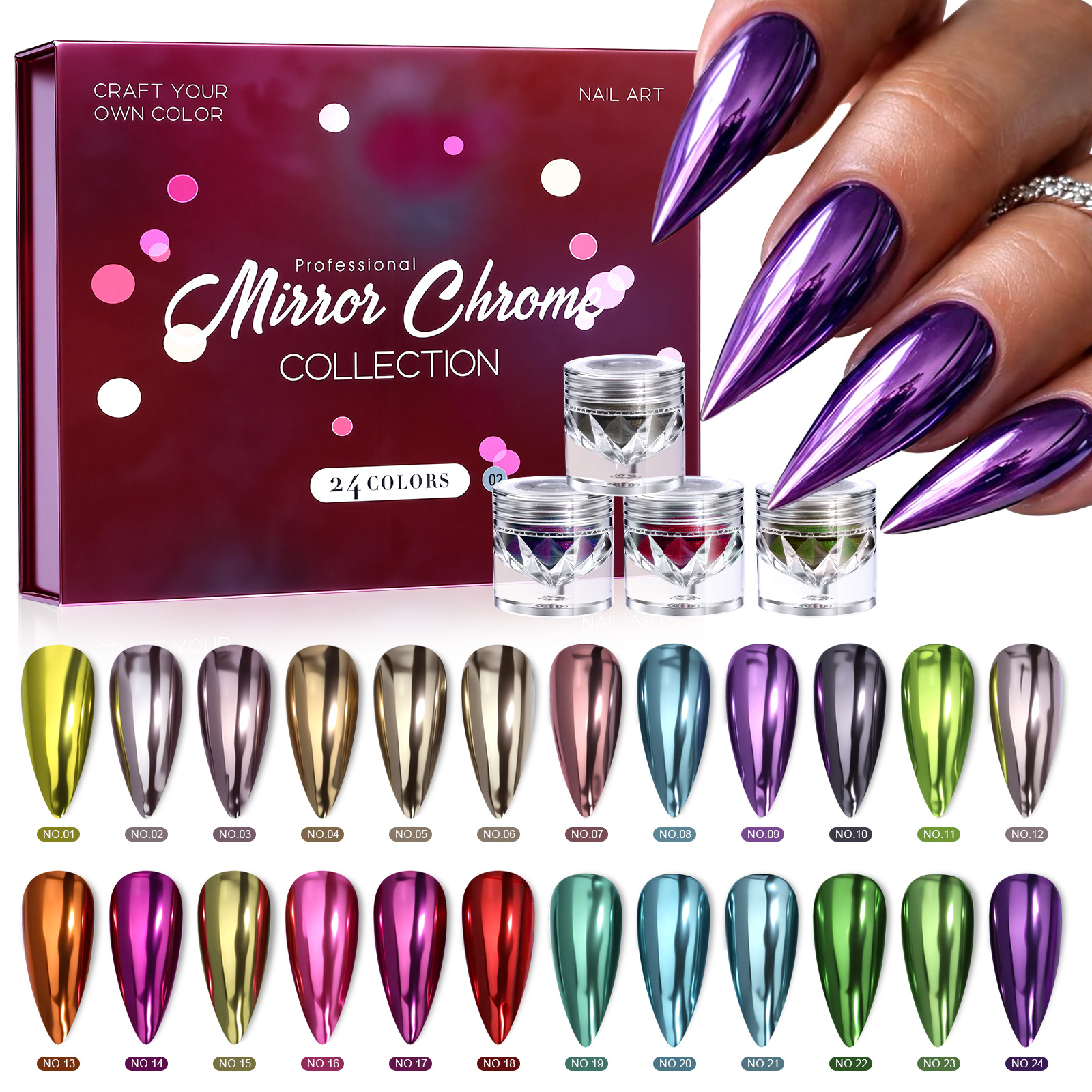 Set de polvos para uñas de 24 colores 02