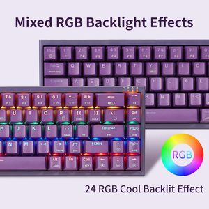 Interruptor azul personalizable, 60 por ciento, ordenador Gamer compacto, 68 teclas, RGB, retroiluminado, USB, con cable, para juegos, Teclado mecánico para ordenador portátil - Product Image 5