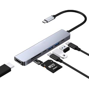 Jumon 7 In 1 tip C Dock çok fonksiyonlu kart okuyucu USB C USB C Ethernet yerleştirme Thunderbolt Dock Hub ile uyumlu - Product Image 5