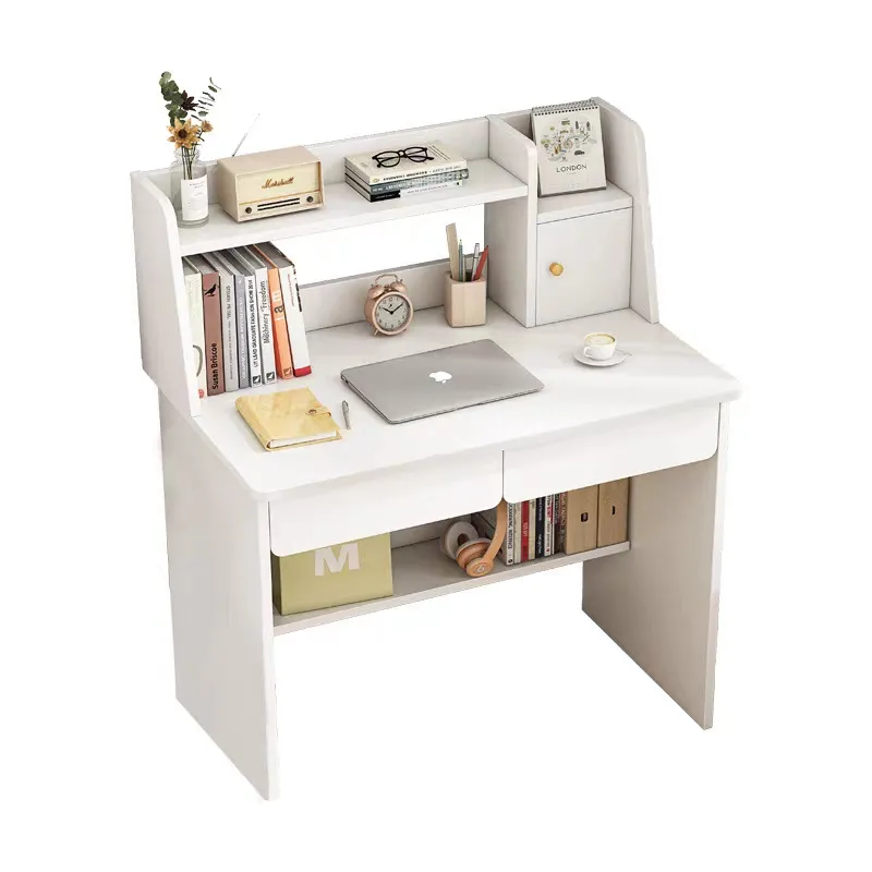 Table d'étude blanche pour ordinateur portable, bureau d'écriture, Design de Table PC avec étagère