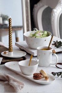 瓷杯餐桌饮料水杯杯金色浮雕陶瓷茶具 - Product Image 2