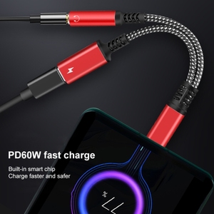 High Quality <strong>2</strong> in <strong>1</strong> USB-C / Type-C Male to PD 60W USB-C / Type-C Charging + 3.5mm <strong>Audio</strong> Female Earphone <strong>Adapter</strong> - Product Image 3