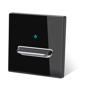 1/2/3/4 Gang 1/2 <strong>Way</strong> Toggle <strong>on</strong> / Off Wall Light Switch Blue Backlight USB Charging Glass Panel Black - Product Image 1