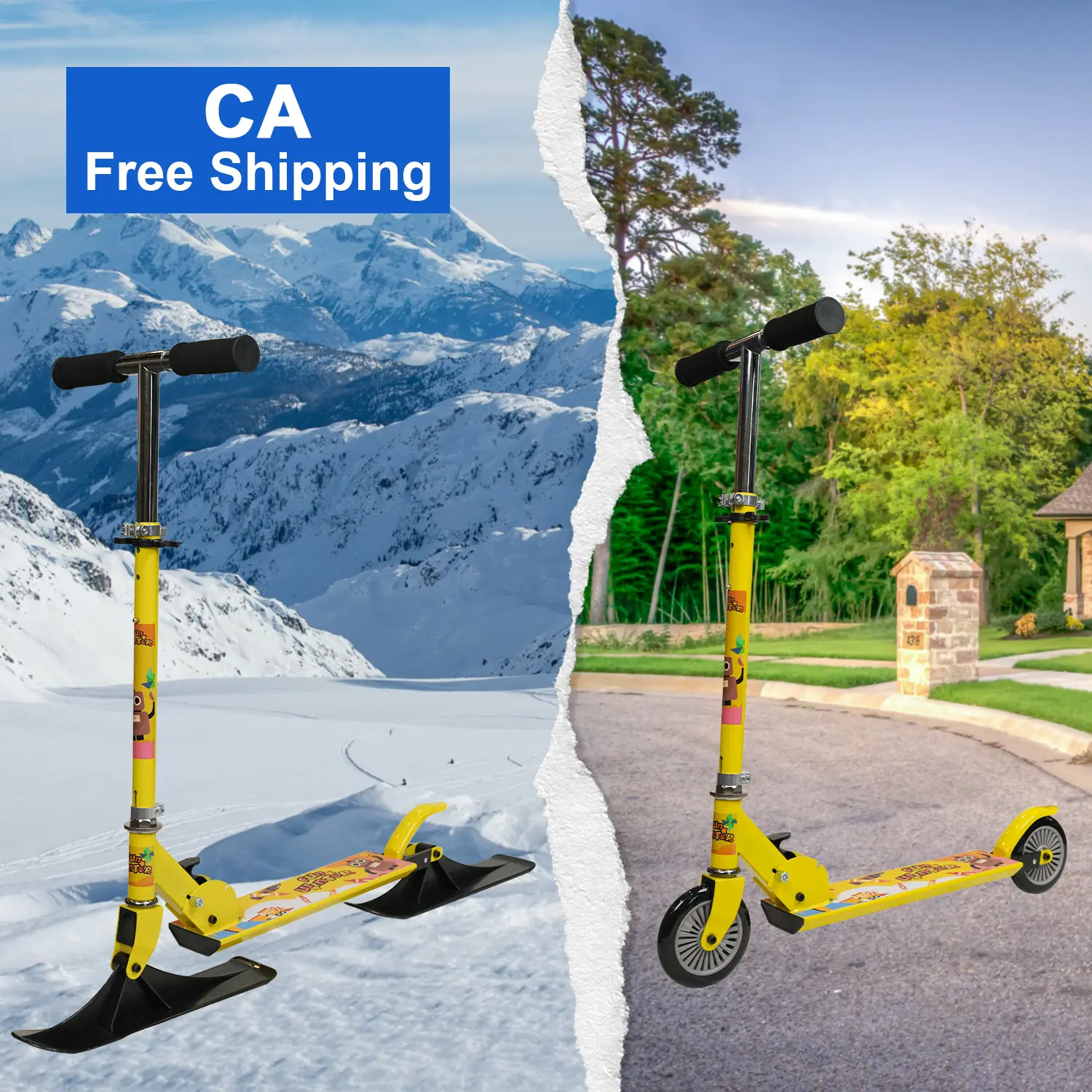 Бесплатная доставка, Прямая поставка с фабрики Китая, оптовая продажа детских скутеров, зимние лыжные скутеры
