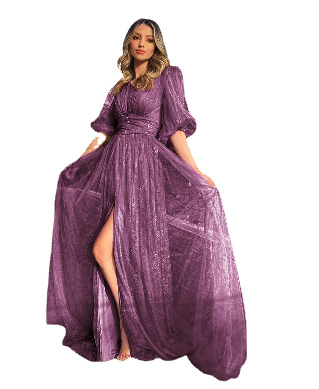 New Model Party Dress Plus Size Plus Size with Glitter Fabric Plus Size Blue Color Evening Dress