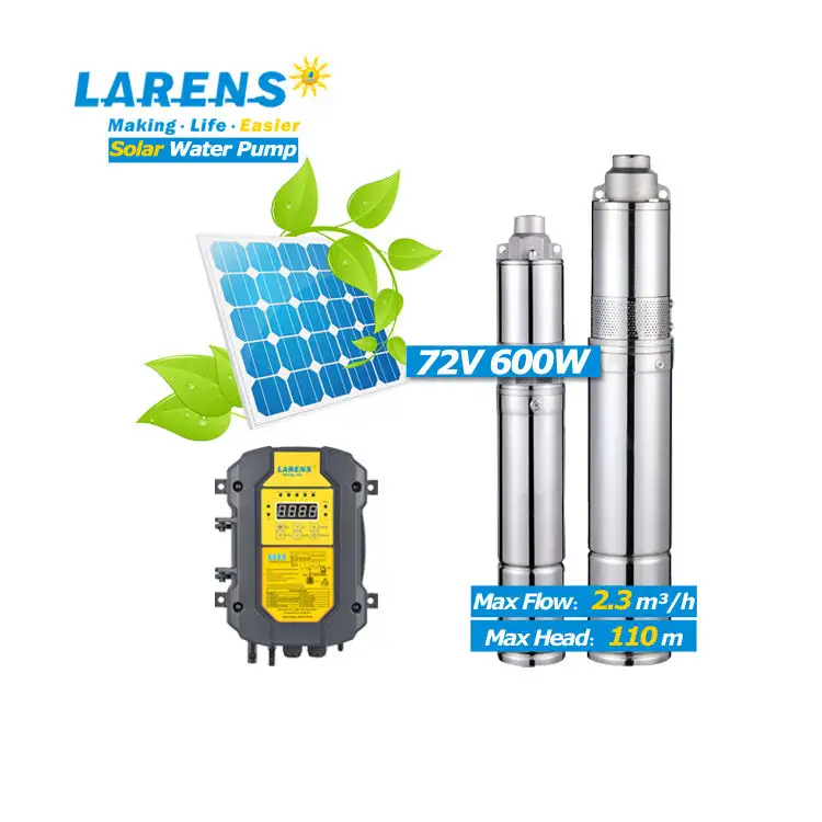 LARENS Kit Bomba De Agua Solar 4 Zoll 4 Zoll 72V 600W DC Tiefbrunnen-Tauch schraube Solar wasserpumpe