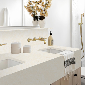 Nhà máy tùy chỉnh phong cách hiện đại cararra Trắng Nhân Tạo Quartz slab không thấm nước thân thiện với môi trong nhà Countertop bảng Top Vanity - Product Image 5