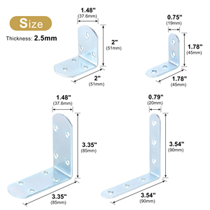 2 Inch Nhiệm Vụ Nặng Nề <span class=keywords><strong>L</strong></span> Hình Sắt Khung Góc Gỗ Kệ Chân Đế Cho Đồ Nội Thất Tủ Quần Áo Kim Loại 90 Độ Góc Góc Niềng Răng - Product Image 2