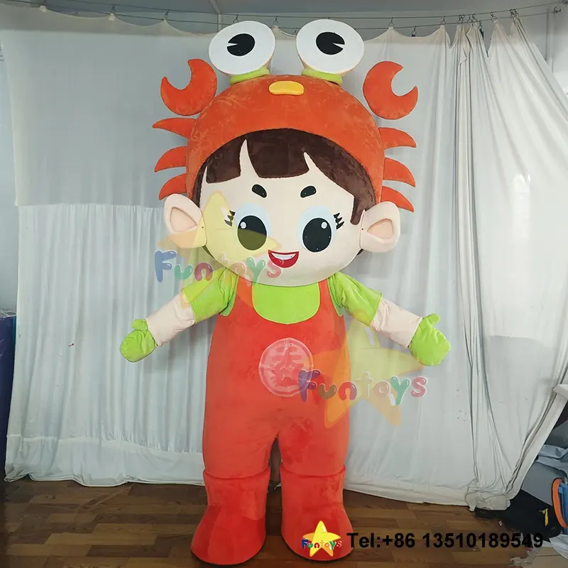 Funtoys - Fantasia de mascote de caranguejo personalizada para meninos, mascote de carnaval, cosplay de desenho animado, publicidade para adultos, adesivo de caranguejo personalizado