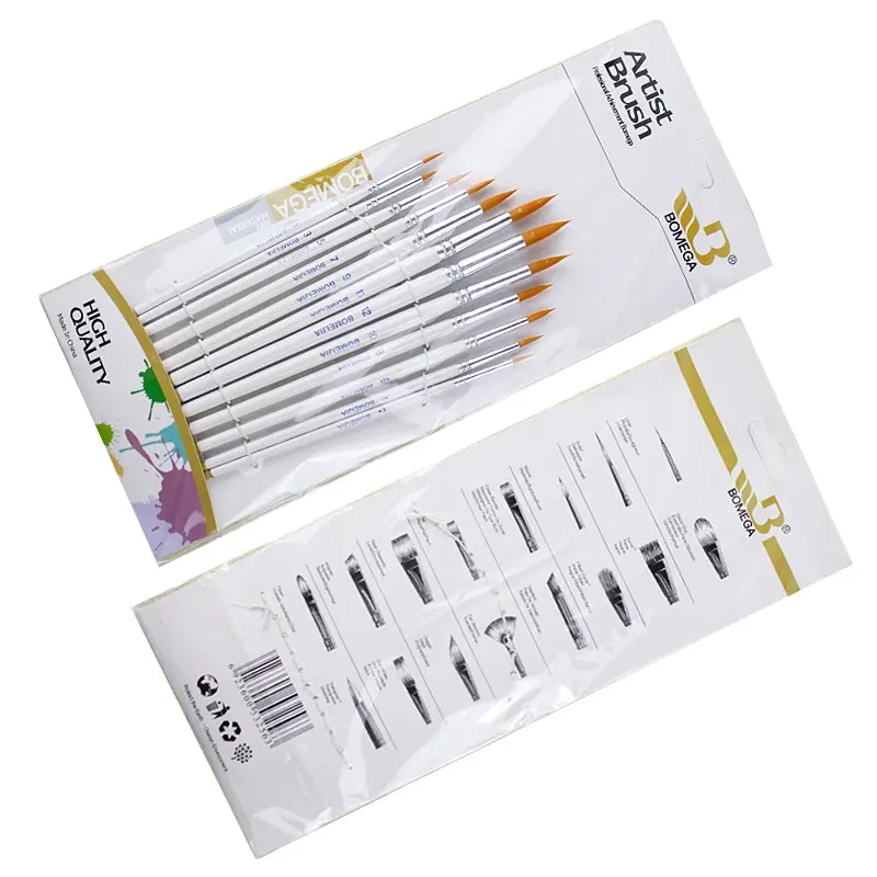 BOMEIJIA 12Pcs/set Round Tip Different Size Paint Brush Nylon Hair Artist Paint Brush For Acrylic Watercolor Oil painting