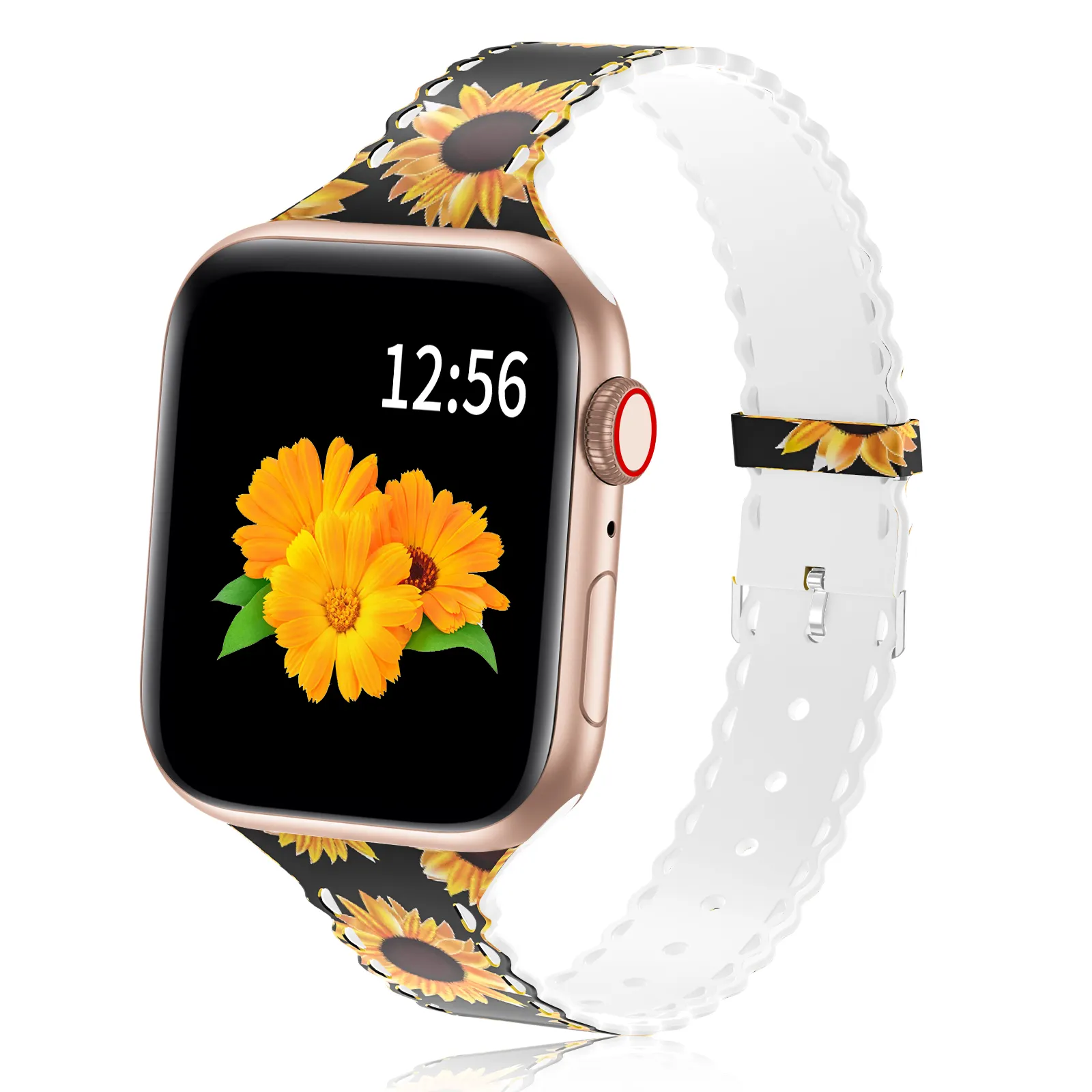 Elegant Fadeless Floral Thin Narrow Sport Replacement Strap Wristband For Printed Apple IWatch Series 5/4/3/2/1 Women Men