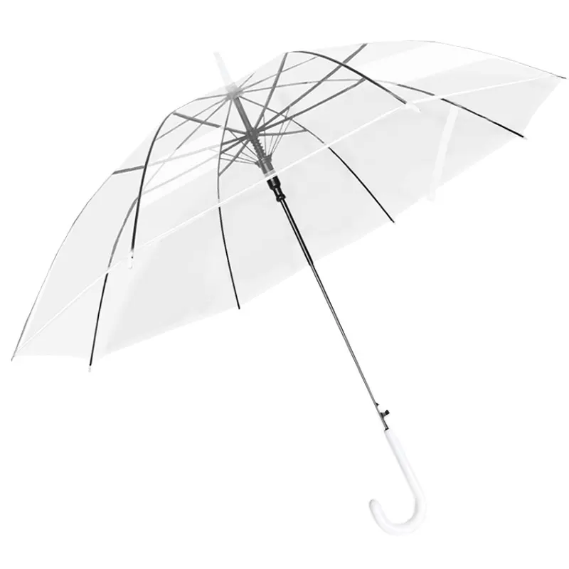 Pequeno Fresco Longo Punho Cor Reta Rod Guarda-chuva Transparente Guarda-chuva Logotipo Personalizado Automático