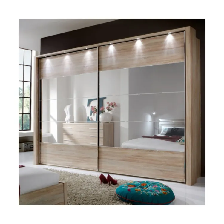 Pasokan pabrik lemari pakaian kamar tidur Modern pintu kaca lemari kayu Harga kompetitif lemari logam