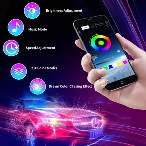 แถบไฟ LED ควบคุมผ่านแอป RGB ชุดไฟใต้แสง4ชิ้นสำหรับรถยนต์ไฟแถบเน้นแสงนีออน - Product Image 4