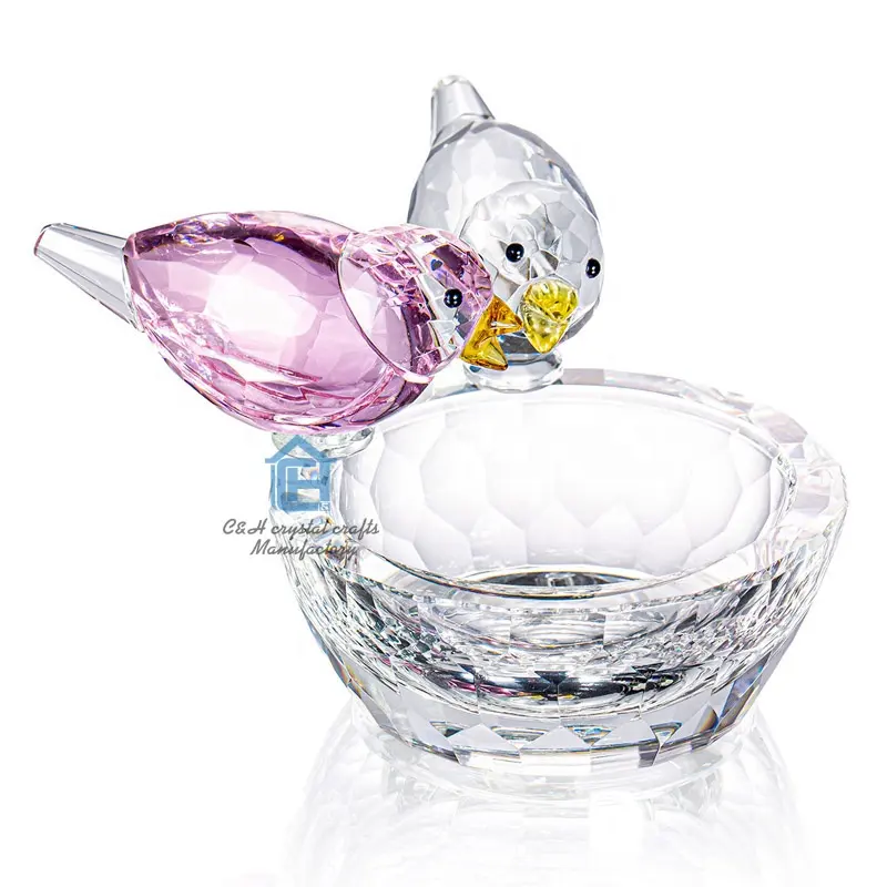 Vendita calda di alta qualità k9 Crystal Wedding Souvenir Lucky Bird Statue Collection Crystal Bird artigianato fatto a mano