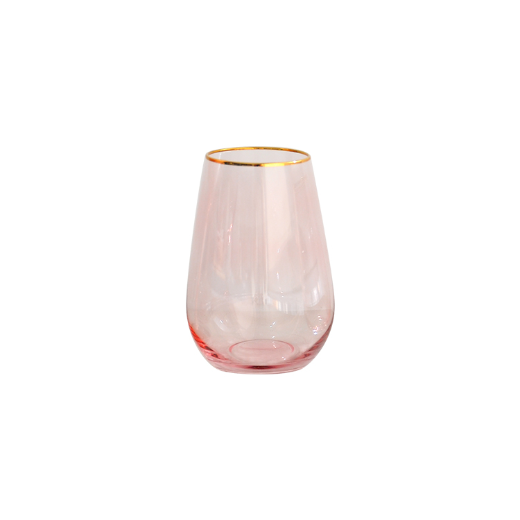 verre à vin cerclé d'or rose G
