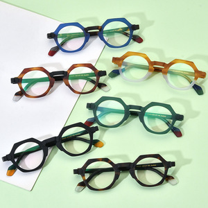 OTO 2022 moda unisex asetat optik çerçeve gözlük çerçeveleri altıgen gözlük çerçevesi erkekler - Product Image 2