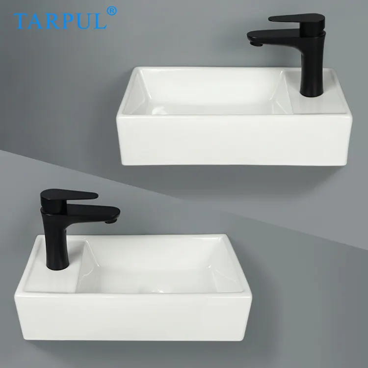 Lavelli per lavabo da bagno in ceramica rettangolare bianca rettangolare in stile moderno di lusso Tarpul