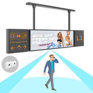 Custom Hanging Digital Signage Dual Sided Stretched bar Lcd <strong>Display</strong> with People Counter <strong>Sensor</strong> <strong>System</strong> for Business Shopping Mall