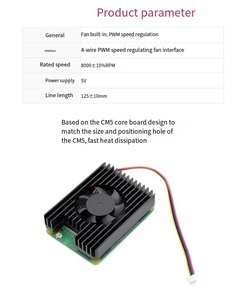 Hot Raspberry PI CM5 Ventilador de refrigeración ajustable Módulo de cómputo 5 Disipador de calor activo de aleación de aluminio - Product Image 3