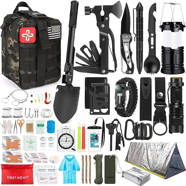 Kit di sopravvivenza, Kit di pronto soccorso per equipaggiamento di sopravvivenza da 250 pezzi con borsa Molle e tenda di emergenza, attrezzatura e attrezzatura di sopravvivenza