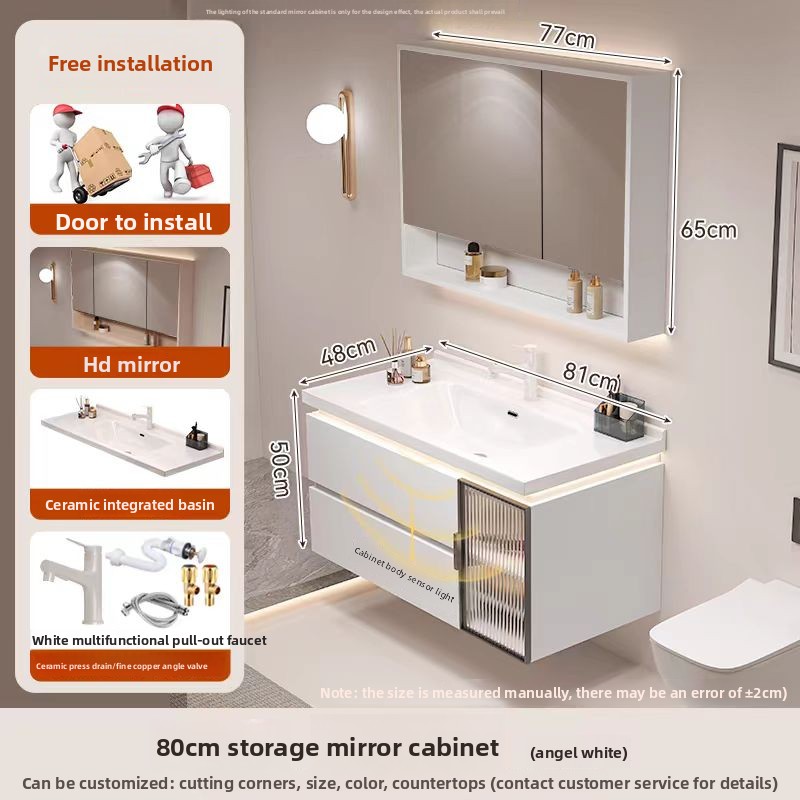Storage mirror cabinet 80 white