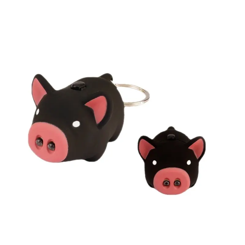 Porte-clés en forme de cochon mignon, vente en gros, lumière LED émettant du son