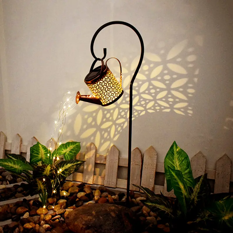 Bahçe su geçirmez güneş su ısıtıcısı su duş lambası ferforje içi boş çim peyzaj dekoratif lamba