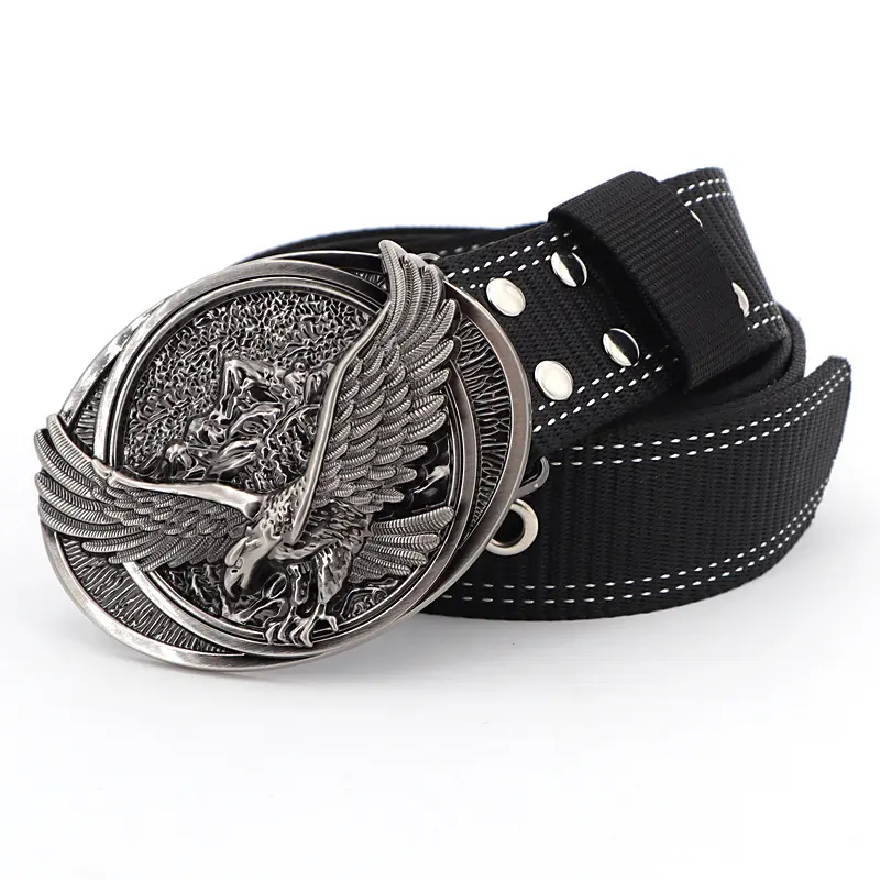 eagle wings Nylon Belt Men's all-match single-needle Metal buckle Personalized nylon canvas with buckle can customize logo