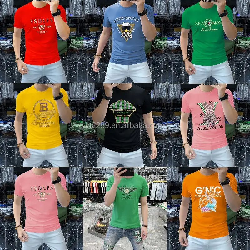 T-shirt à manches courtes en coton haut de gamme de style européen et américain T-shirt grande taille pour hommes de marque à la mode