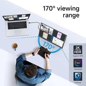 IPS屏幕HDR USB迷你4k视频端口类型-c多接口便携式显示器15.0英寸1080P，适用于商务用Ipad发光二极管黑色