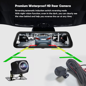 Rear View Mirror Reverse <strong>Camera</strong> 9.66 Inch Touch Screen Streaming Media Dash Cam Car DVR Recorder - Product Image 2