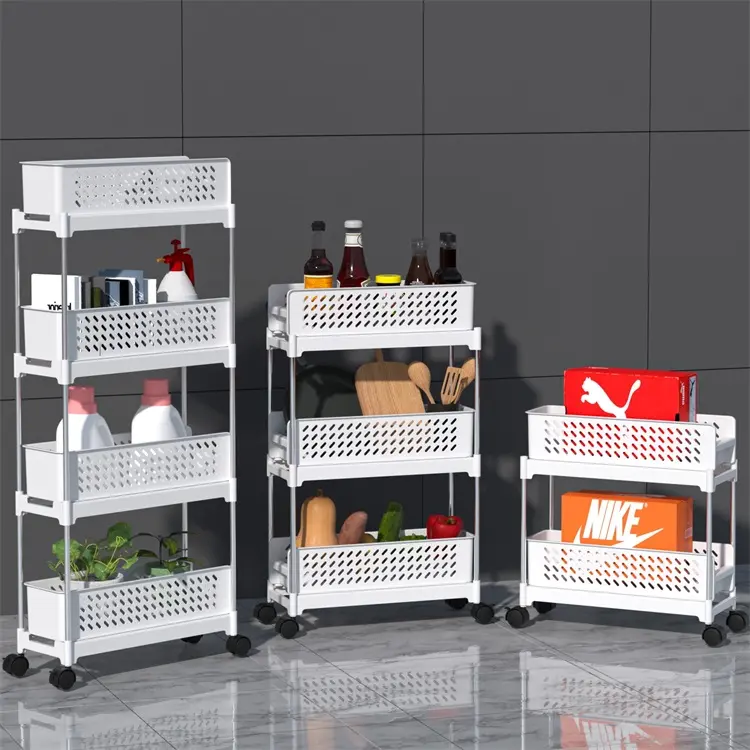 Cucina di casa piccolo carrello portaoggetti mobile a tre livelli carrello portaoggetti in plastica carrello cassetti