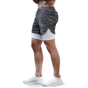 Artı boyutu erkek çabuk kuru spor şort çift katmanlı orta elastik su geçirmez yaz koşu basketbol eğitim - Product Image 5