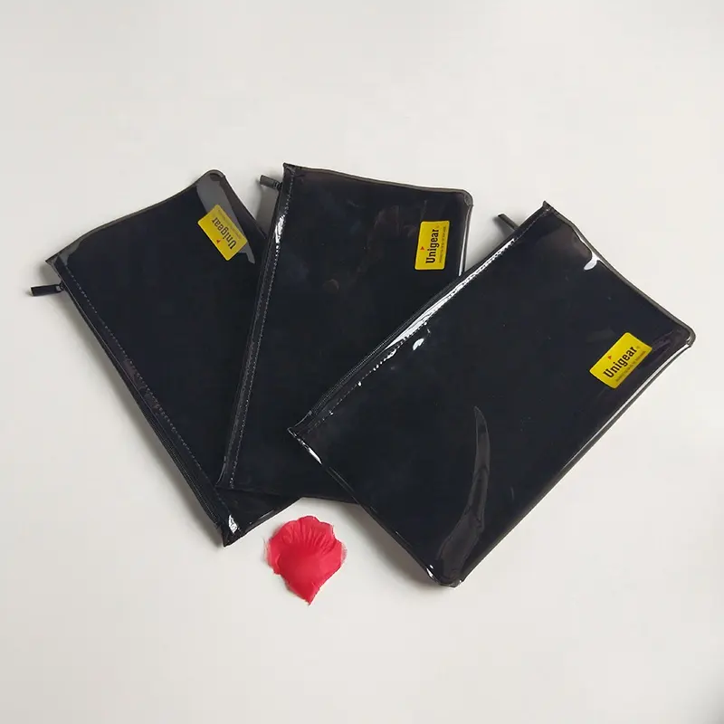 Sacchetti con cerniera in pvc con cerniera in vinile riciclato con cerniera, sacchetto di plastica in pvc trasparente nero, imballaggio in sacchetto di plastica in stile semplice