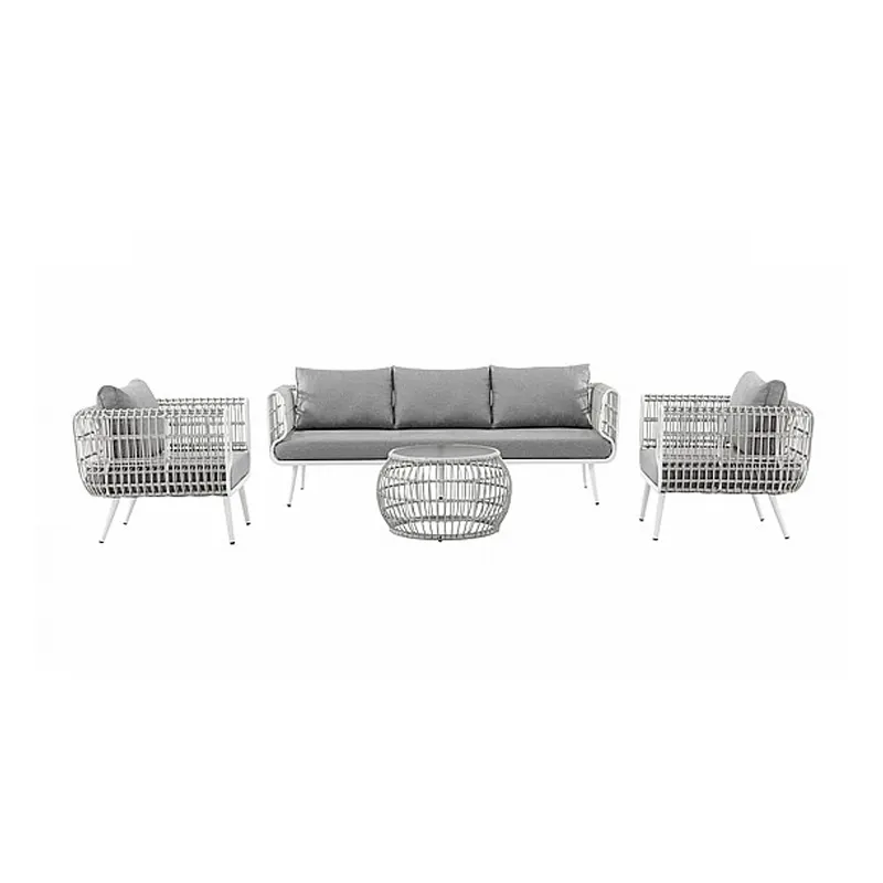 YASN 4-teiliges Luxus-Patio Weidensofa Rattan-Set Outdoor Garten Aluminium Gesprächsset Garten-Sets Rattan Outdoor-Möbel