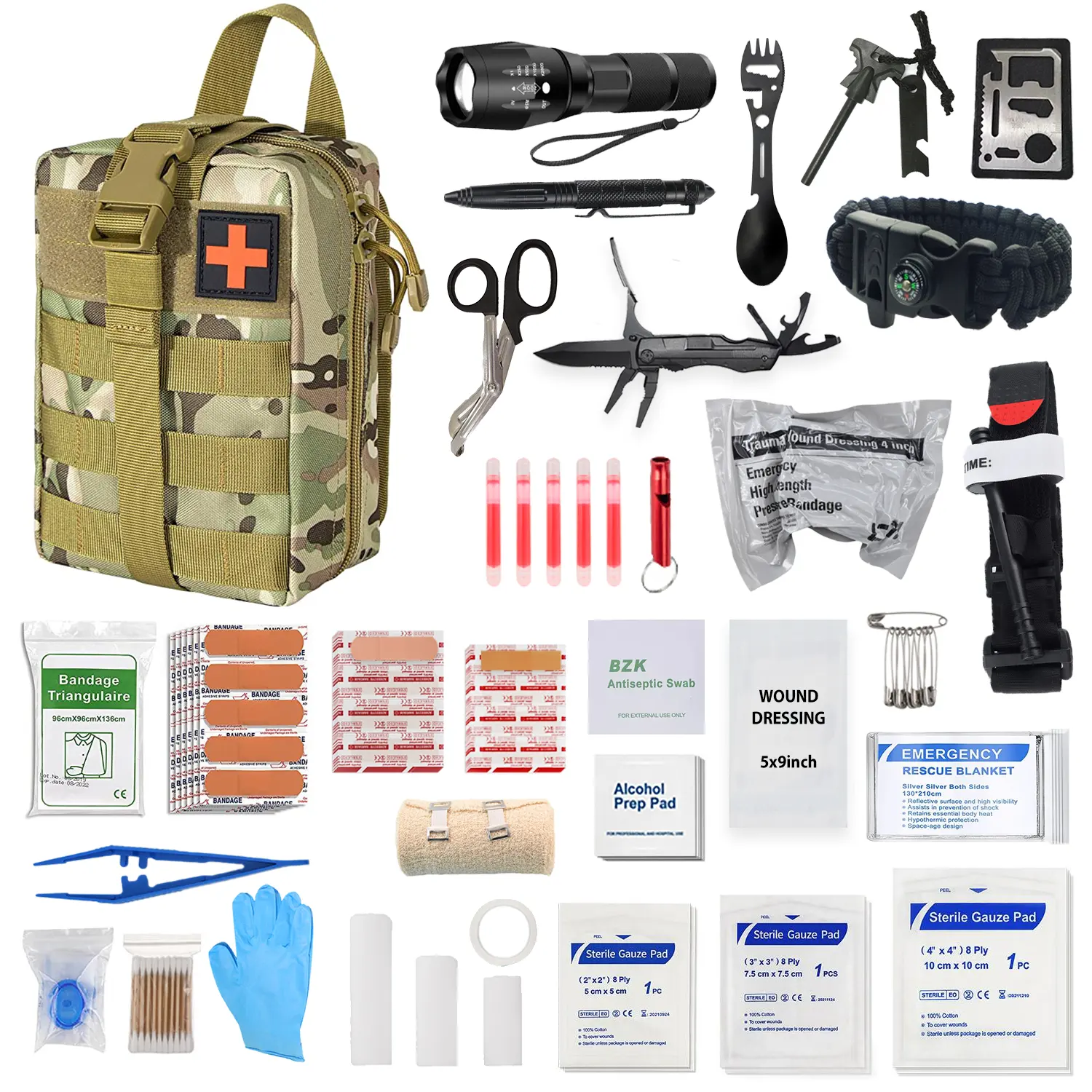 Anthrive Medical OEM Tragbare Outdoor Survival Notfall Mini Combat Bag Trauma Taktische Erste-Hilfe-Kit Ifak Pouch