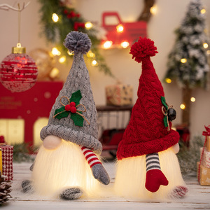 Christmas Decorations <strong>Rudolf</strong> Doll Ornament Knitted Hat with Lighted Faceless Doll for Ball &amp; Tree Decorations - Product Image 4