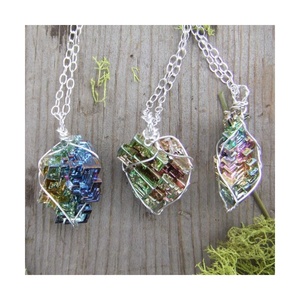 Nm26415 Nguyên Cầu Vồng <span class=keywords><strong>Bismuth</strong></span> Pha Lê Dây Bọc Mặt Dây Chuyền Mạ Bạc Thép Không Gỉ Chuỗi Vòng Cổ Độc Đáo Chic Phong Cách Đồ Trang Sức - Product Image 1