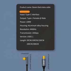 Right Angle USB 3.1 Gen2 Gen 2 Type C to Type C Cable 20V 5A PD 100W USB C Fast Charging Data 10Gbps 4K 60Hz Video Cable